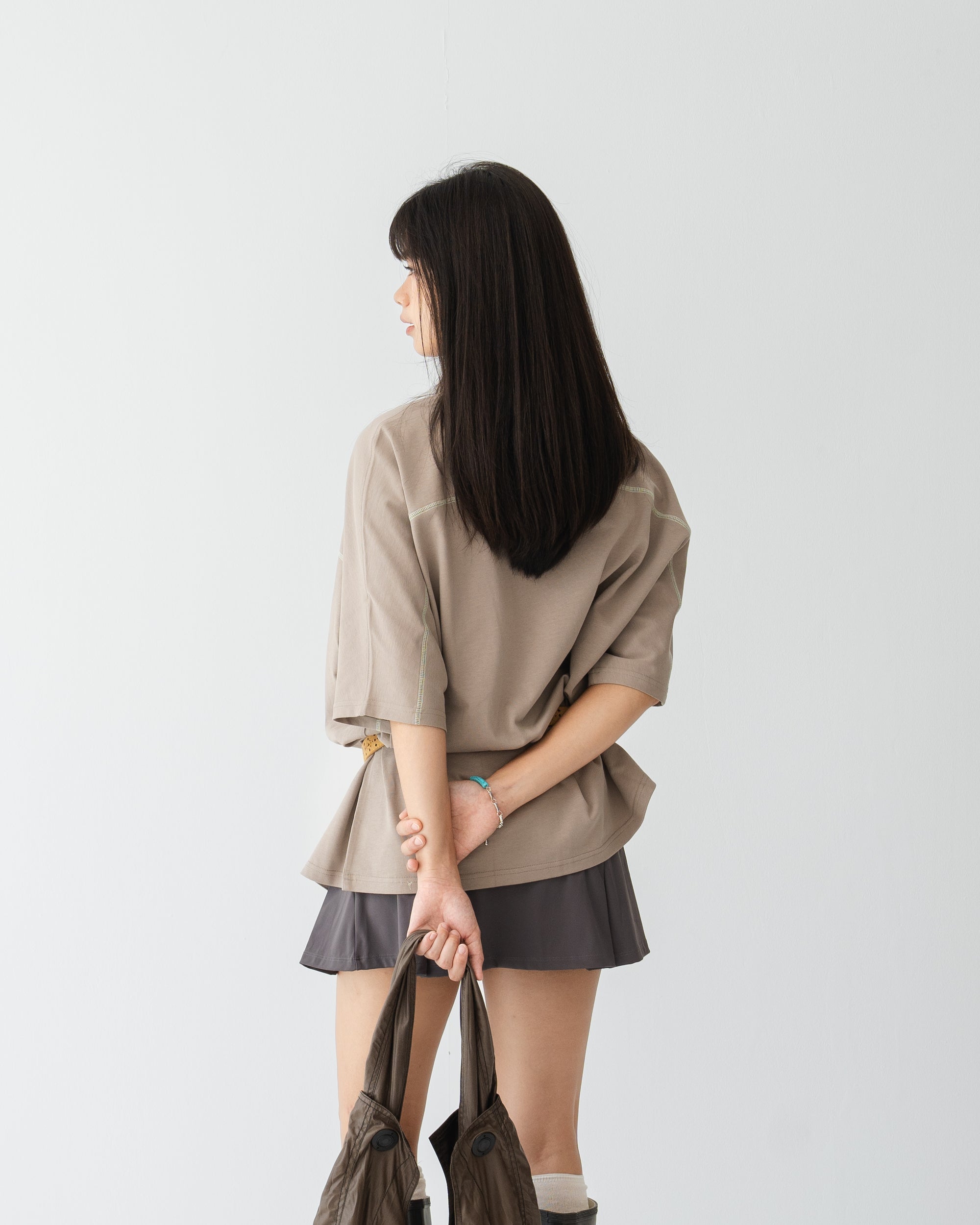 018 Beige Basic Tee