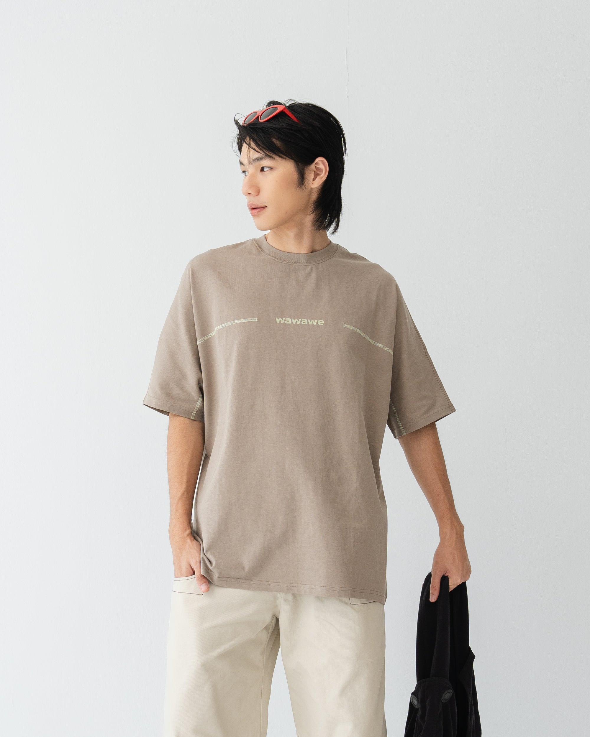 018 Beige Basic Tee