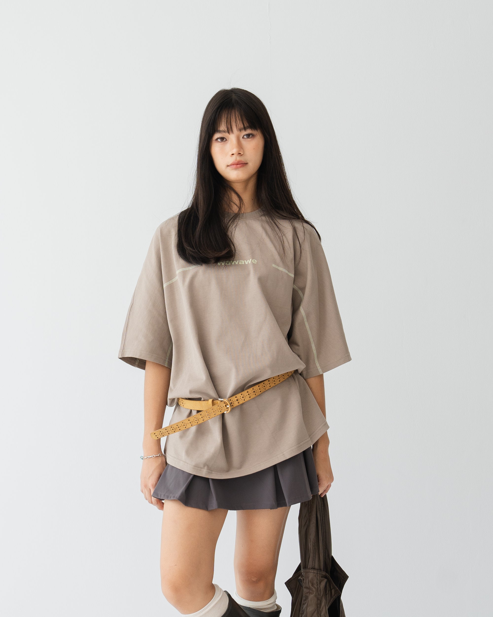 018 Beige Basic Tee