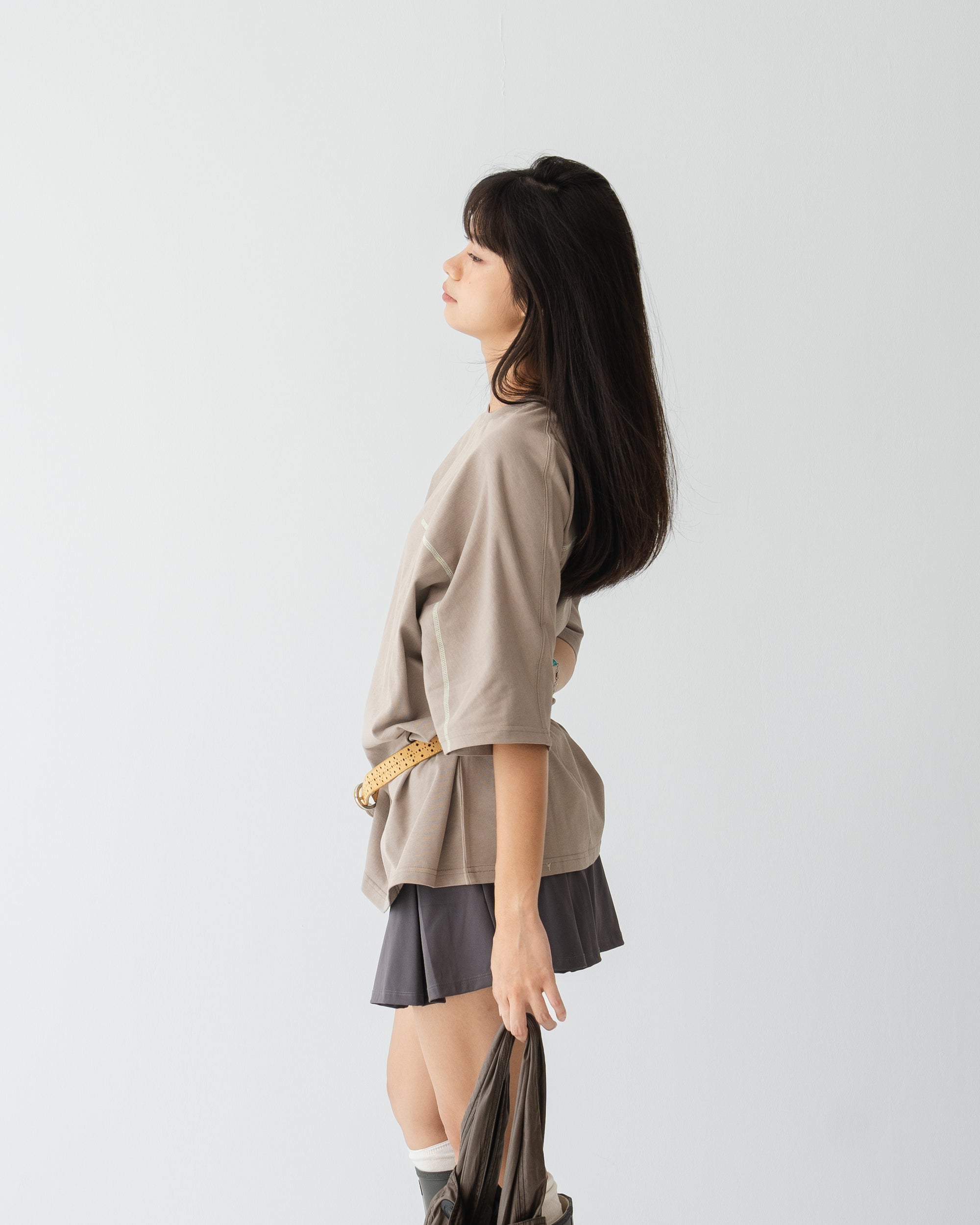 018 Beige Basic Tee